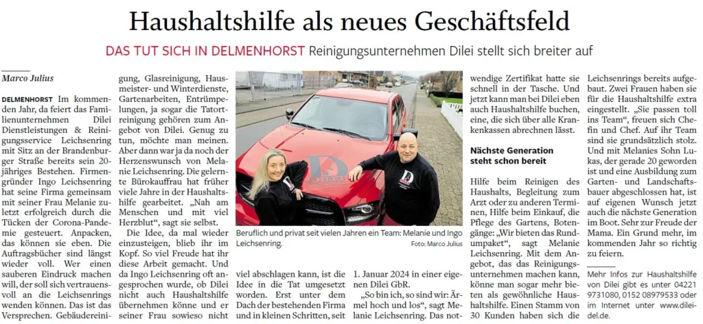 Zeitungsartikel Delmenhorster Kreisblatt, 27.2.24; Autor Marco Julius